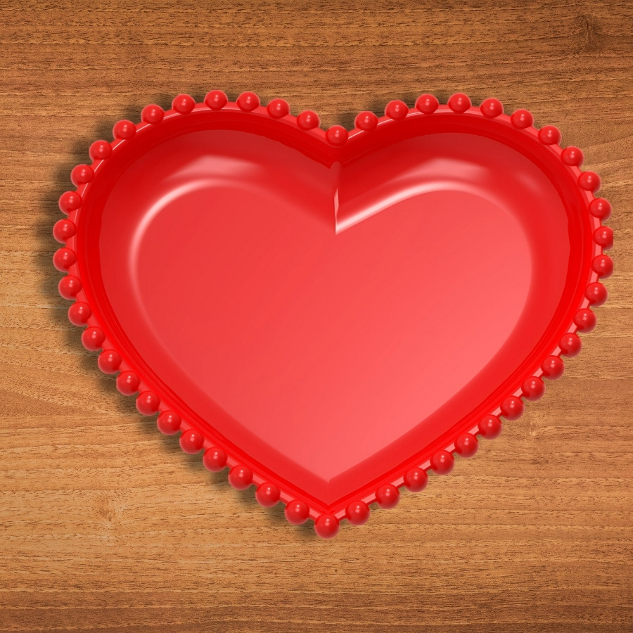 Bandeja Decorativa - Coração de Acrílico Pérola - Vermelho - 20x19cm - 1 unidade - Rizzo - Rizzo em Oferta na Shopee