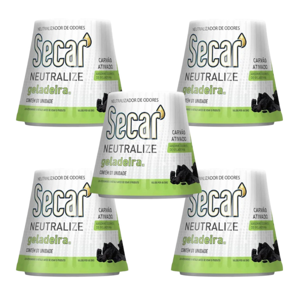 5 Neutralizador Odor Geladeira Secar 60 Dias Carbono Carvão Ativado Sem Perfume Elimina Mau Cheiro