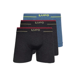 Kit com 3 Cuecas Boxer Lupo 17800-001 Plus Size Colorido