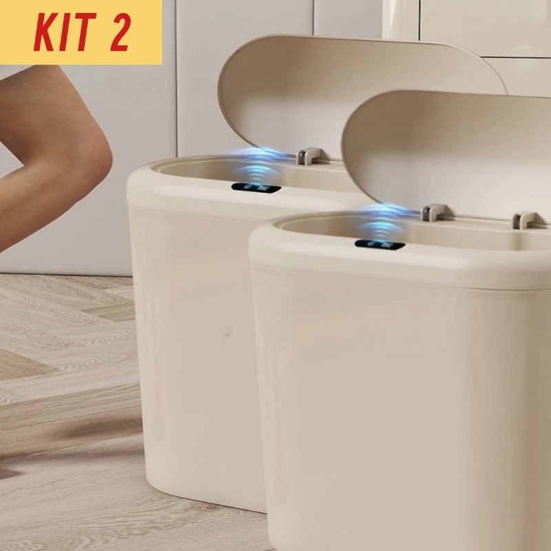 Lixeiras Inteligentes com Sensor Automático - Kit 2 Unidades 12.5L- Para Banheiro e Cozinha 8901