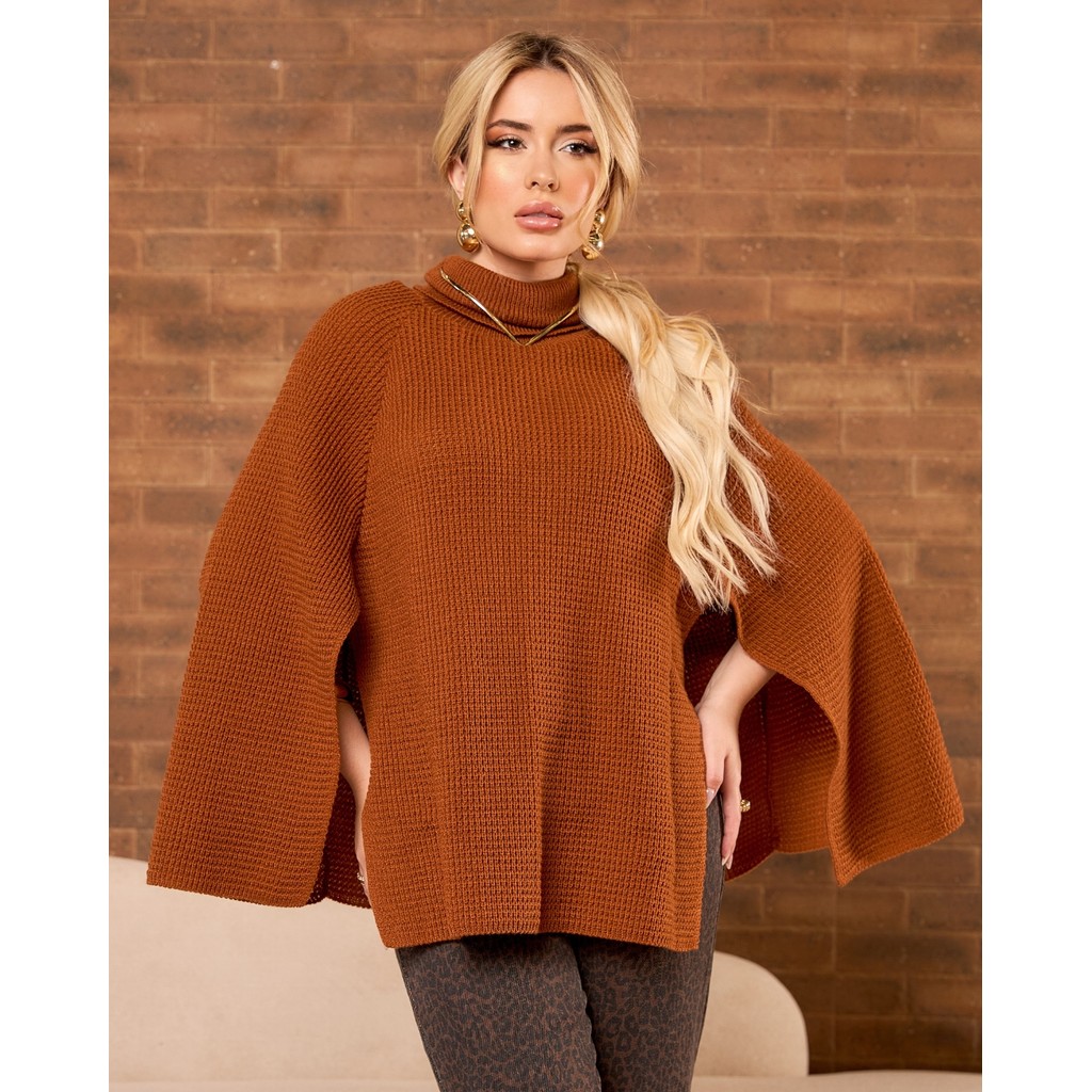 Poncho Feminino Liso Inverno