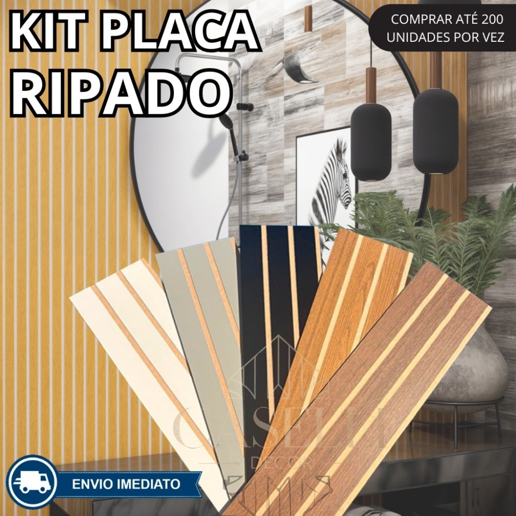 Kit ATÉ 200 Placas Para Painel Ripado MDF 45x11 De Alta Qualidade - VARIOS KITS - ENVIO IMEDIATO em Oferta na Shopee