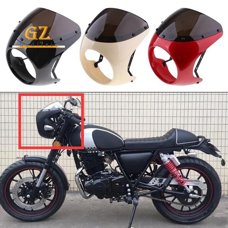 Farol Dianteiro Da Motocicleta Carenagem Pára-Brisas Plástico Universal Cafe Racer Retro Tela De Vento Preto