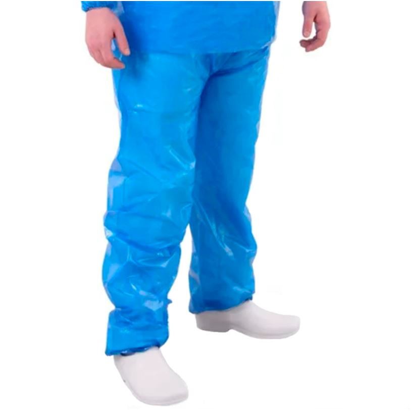 Calça Impermeável Azul com Elástico na Cintura e Tornozelo Prevemax CA30355 - Proteção em Hospital, Limpeza, Laboratório