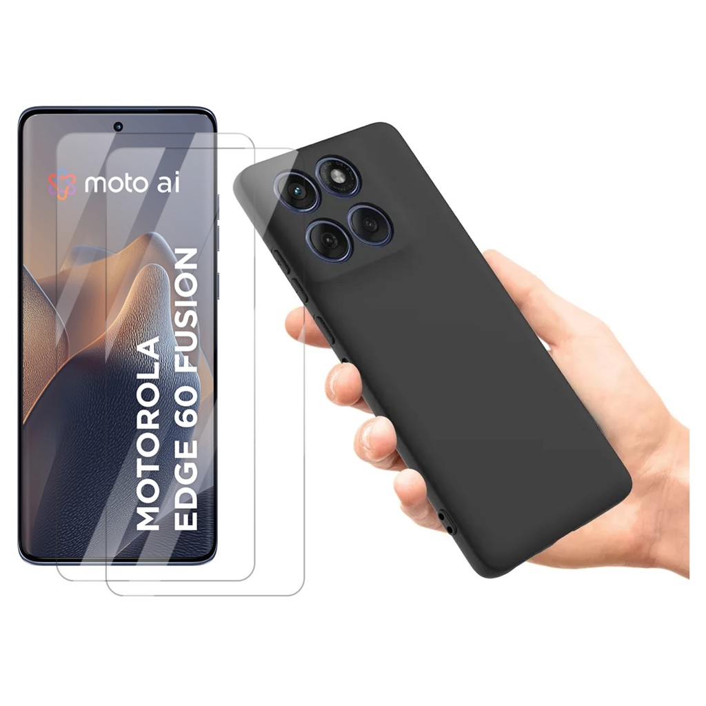 Case Silicone Cover + 2 Gel Tela P/ Motorola Edge 60 Fusion