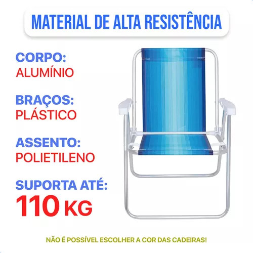 Cadeira De Praia Dobrável Portátil Alumínio Resistente Mor Cor Sortida Não Enferruja — imagem 2 de 2