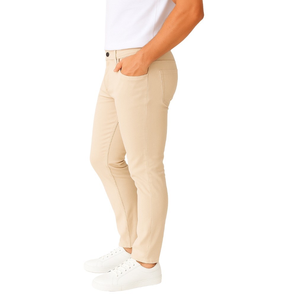 Calça Sarja Areia Masculina Lycra