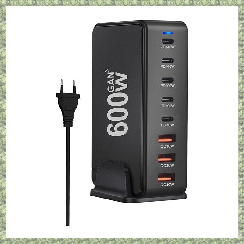 Carregamento Rápido 600W Desktop GaN Carregador PD 8 Portas USB Tipo C Telefone Móvel Portátil PC Doca De Suporte Plugue