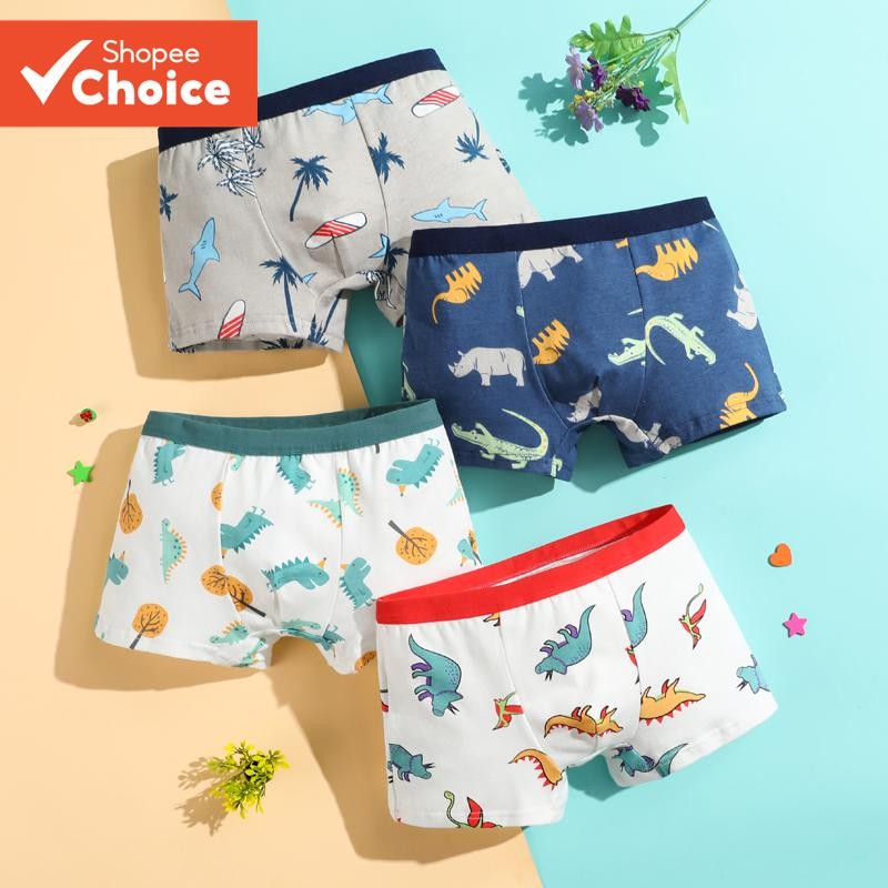 4 Pcs/Set Kids Boy Underwear Calcinha De Algodão Macio Baby Panties Desenho Impresso Adole...
