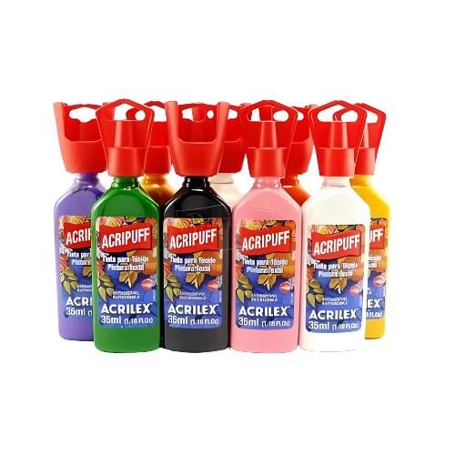 Tinta para Tecido Acripuff Acrilex 35ml | Expansiva com Efeito Relevo 3D | Ideal p/ Algodão, Artesanato e Personalização