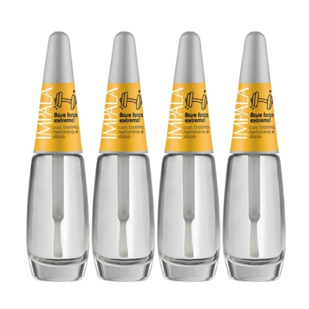 Kit 4 Esmalte Impala Base Tratamento Força Extrema Manicure em Oferta na Shopee