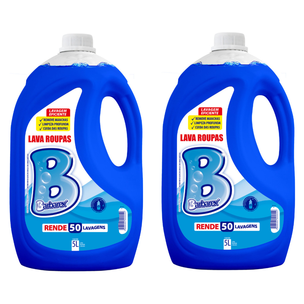 Kit 2 Unidades Sabão Liquido RoupaS 50 Lavagens 5 litros Cada Barbarex - Home & Living