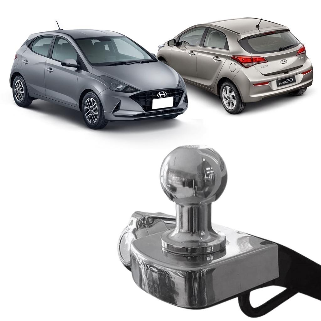 Engate Reboque Hyundai Novo HB20 Hatch 2013 2014 2015 2016 2017 2018 2019 2020 2021 2022 2023 Fixo 500kg  Peça