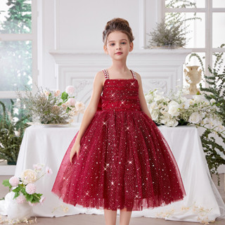 WFRV Casamento Flor Menina 3-8 Aniversário Natal Verão Elegante Princesa Vestido Baile Pérola Arco Sling Vestido em Oferta na Shopee