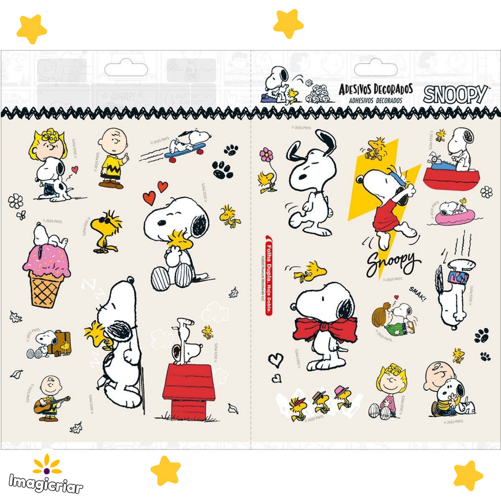 Cartela de Adesivos Snoopy Tilibra | Tamanho G em Oferta na Shopee