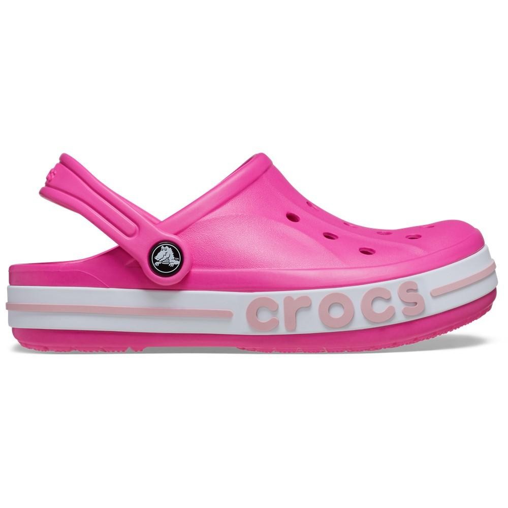 Sandália crocs bayaband clog t electric pink/petal pink em Oferta na Shopee