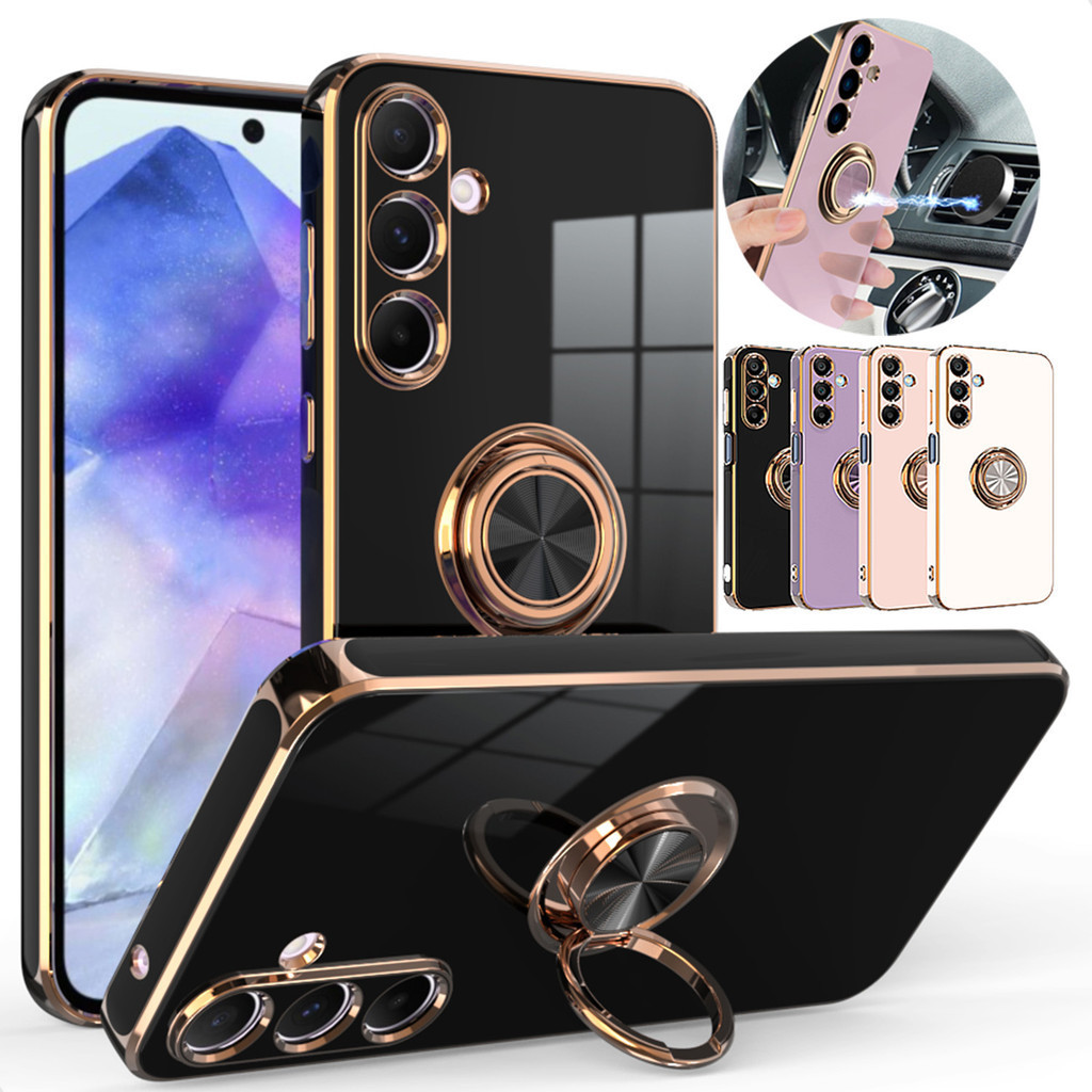 Capa De Telefone Para Samsung A17 A37 A57 A15 A55 A35 A25 A56 A26 A16 A36 Com Suporte De Anel De Dedo Silicone Macio