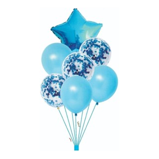 Kit Buque Balao Azul Com 7 Pcs Bexiga Latex em Oferta na Shopee