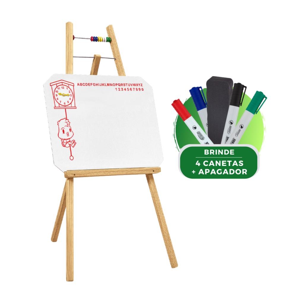 Lousa Branca Infantil Quadro Branco Cavalete 94x36cm + 4 canetas + Apagador Educativo Para Crianças em Oferta na Shopee