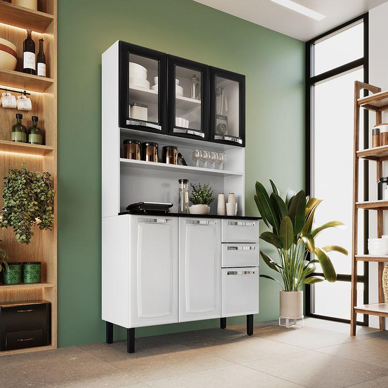 Kit Cozinha Compacta Pratika 105cm em Aço Itatiaia Branco e Preto · foto 2