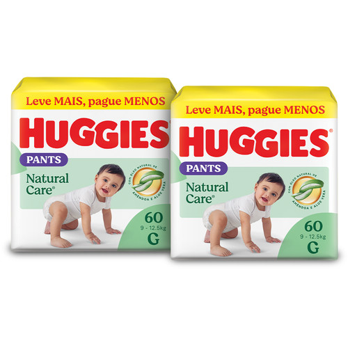Kit 2 - Fralda Premium Roupinha Huggies Natural Care G 60 Un - Mom & Baby