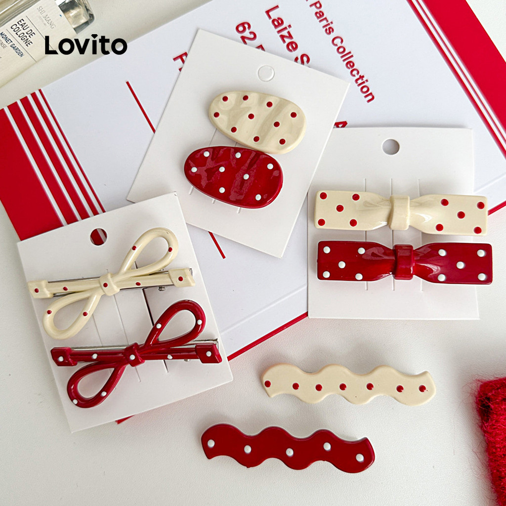Detalhes do Lovito Presilhas de Cabelo Femininas Estilo Casual para Todas as Estações LFA83203