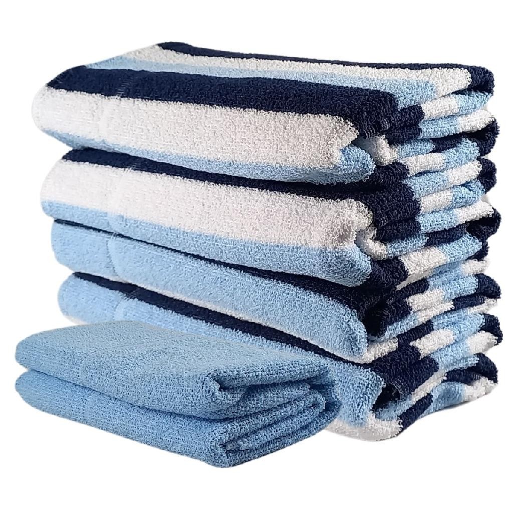 Jogo de Toalhas 5 Peças Kit 4 Banho + 1 Rosto Algodão Alta Absorção Macia Azul E Branca