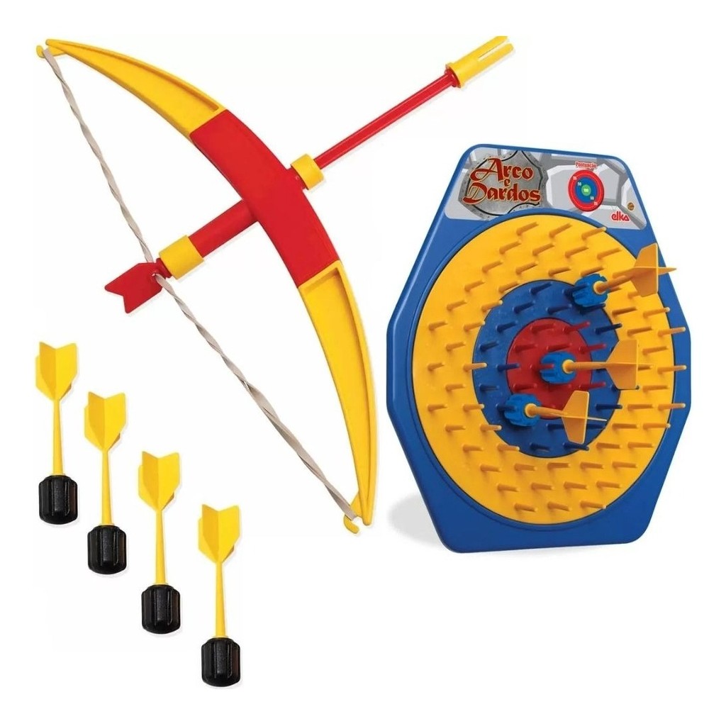 ARCO E FLECHA Lançador de Dardos Brinquedo Infantil Medieval Com 1 Alvo E 4 Dardos - Elka