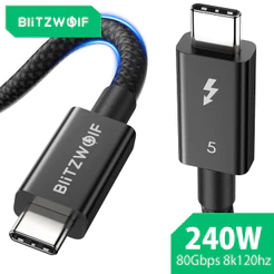 BlitzWolf ® Cabo BW-HDC8 Thunderbolt5 De Carregamento Rápido De 240 W Com Largura De Banda De Até 120 Gbps Para 16K Dual
