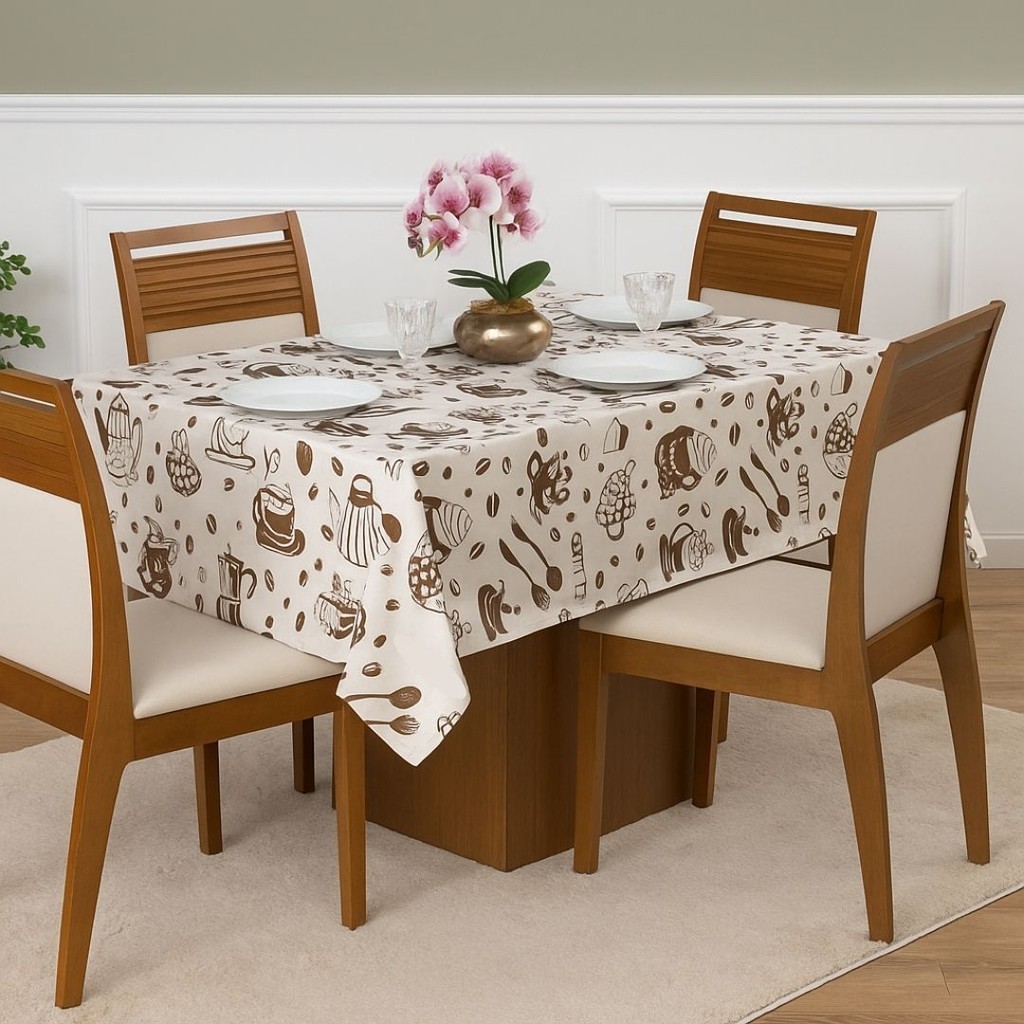 Toalha de Mesa Oxford Estampada Café 4 6 8 10 12 Lugares Retangular Tecido Poliéster Sala Jantar Cozinha Decorativa Luxo em Oferta na Shopee