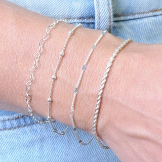 Kit 04 Pulseiras Prata 925 Femininas Banhadas a ouro 18k