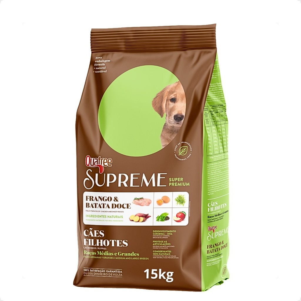 Ração Quatree Supreme Cães Filhotes Raças Médias e Grandes - 15Kg
