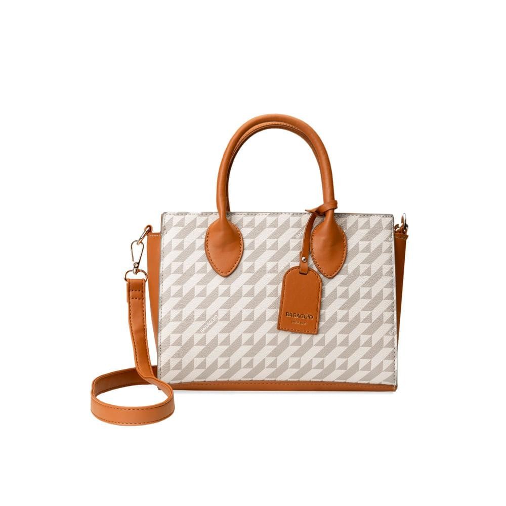 Bolsa de Mão Feminina Média Monograma BG Bege em Oferta na Shopee