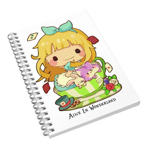 Caderno Universitário Alice In Wonderland Micelaneos 1, 10 e 15 Matérias Escolar Capa Dura Animes  Desenhos