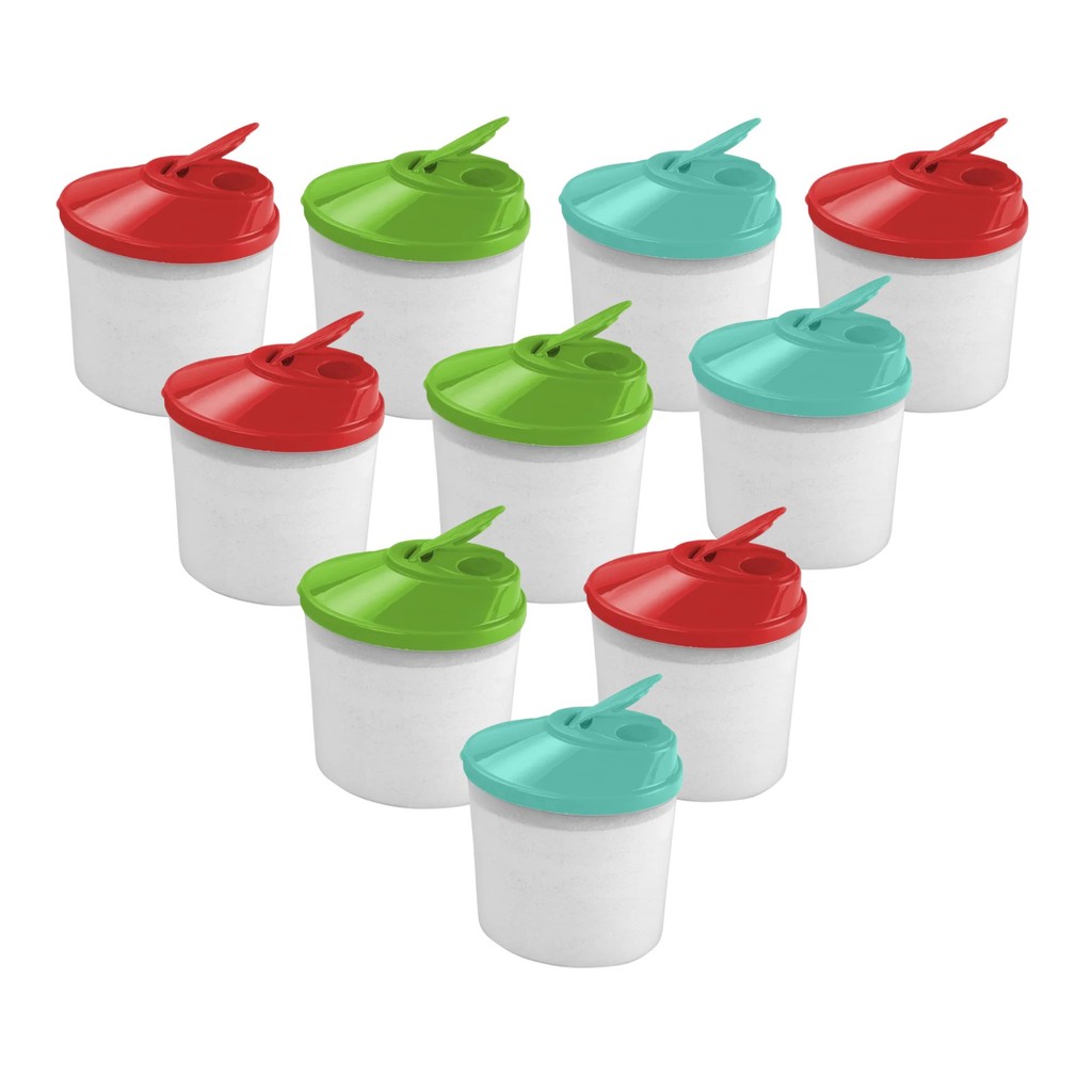 Kit 12 Porta Farinheiro Multiuso 1L C/ Tampa Colorida Sortida Multiuso Prático Plástico Versátil