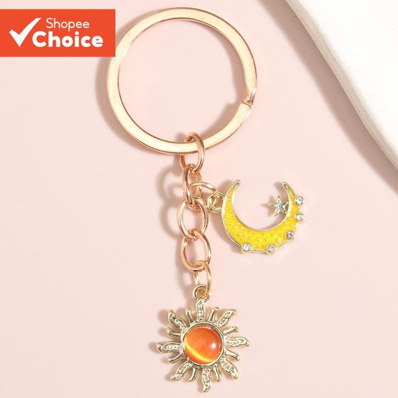 Chaveiro Esmalte Fofo Sun Moon Céu Correntes Chaves Presentes Natureza