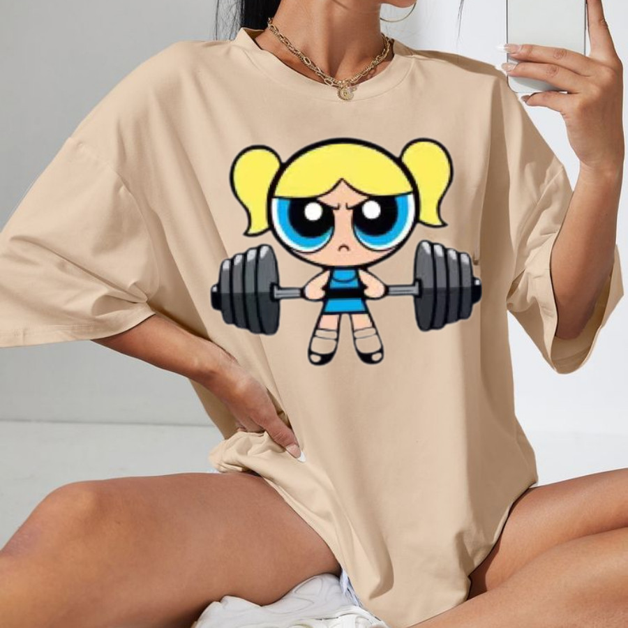 T-shirt Camisetão Algodão Feminino Gym Larga Blusão Academia Camiseta Treino Meninas Super Poderosas Imperdível