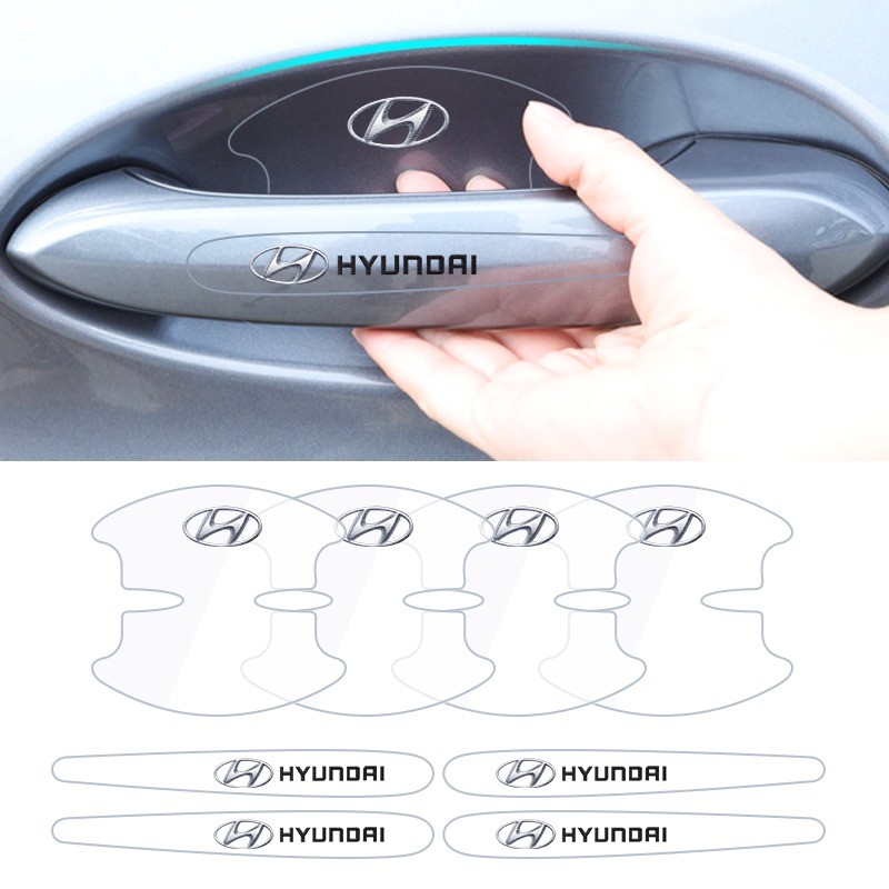 8 Pçs Maçaneta Da Porta Do Carro Película Protetora Transparente Adesivo Para Hyundai Santa Fe Sonata Solaris Azera Cret