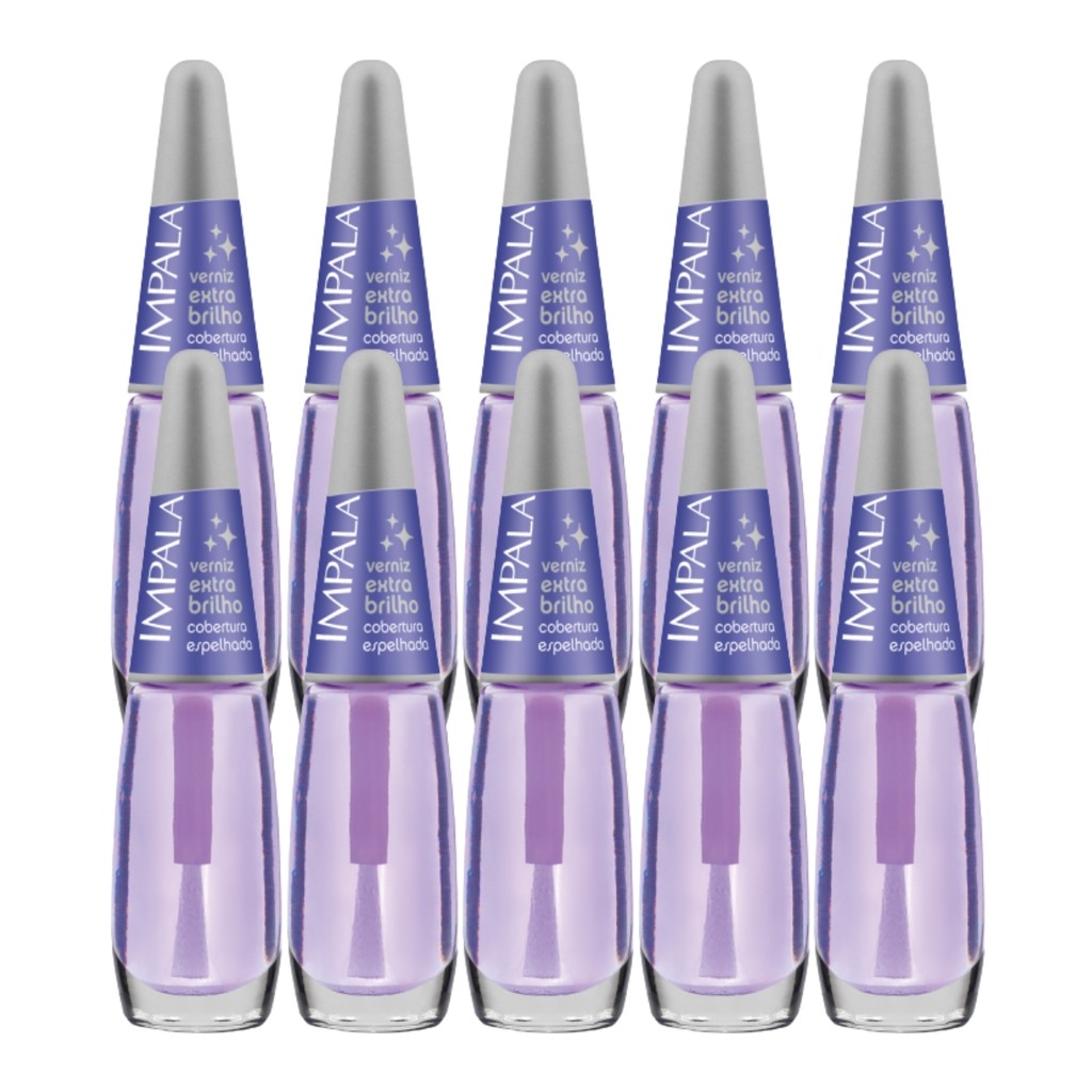 Kit 10 Esmalte Impala Base Verniz Extra Brilho Espelhado