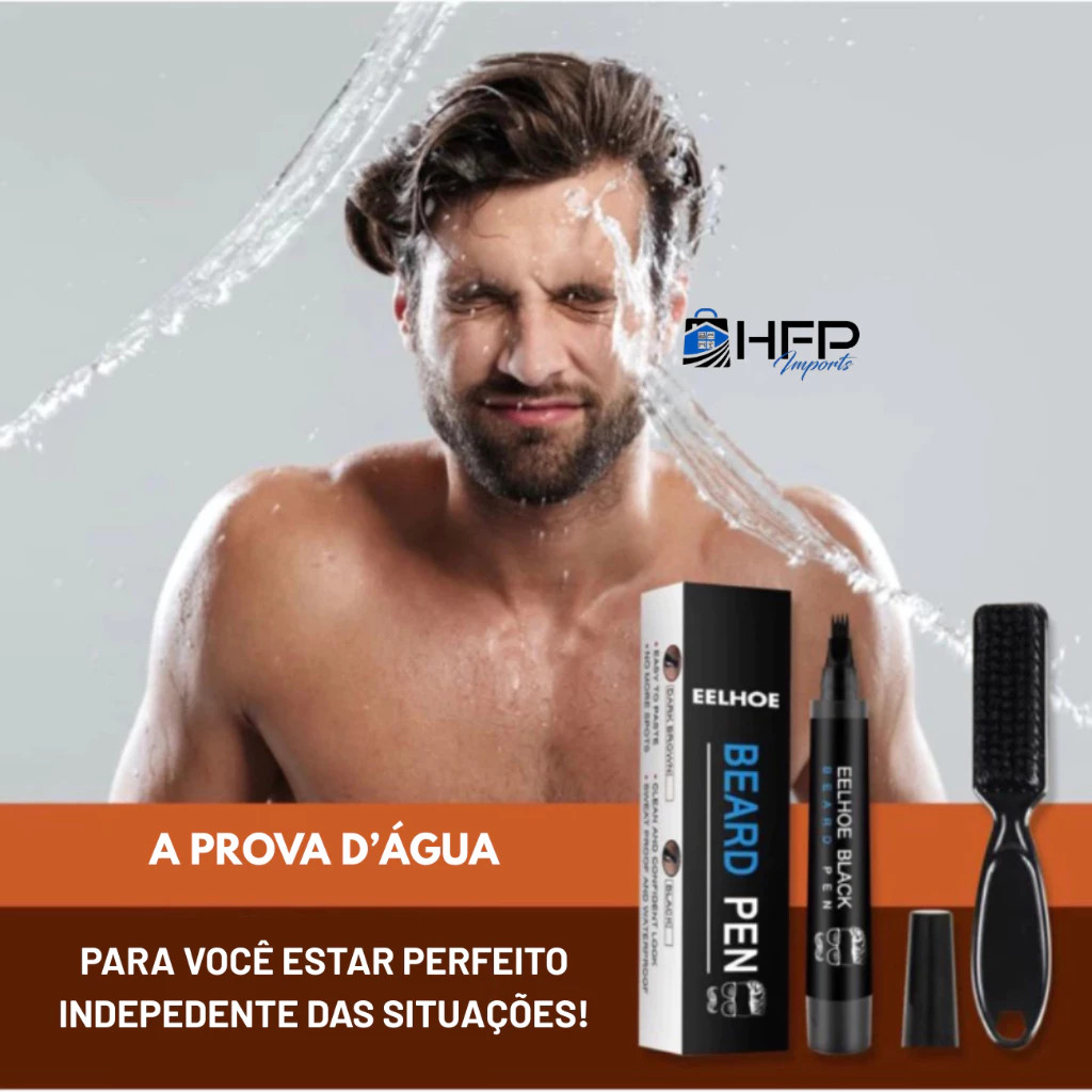 Caneta para preenchimento de barba e sobrancelha + pincel delineador de barba