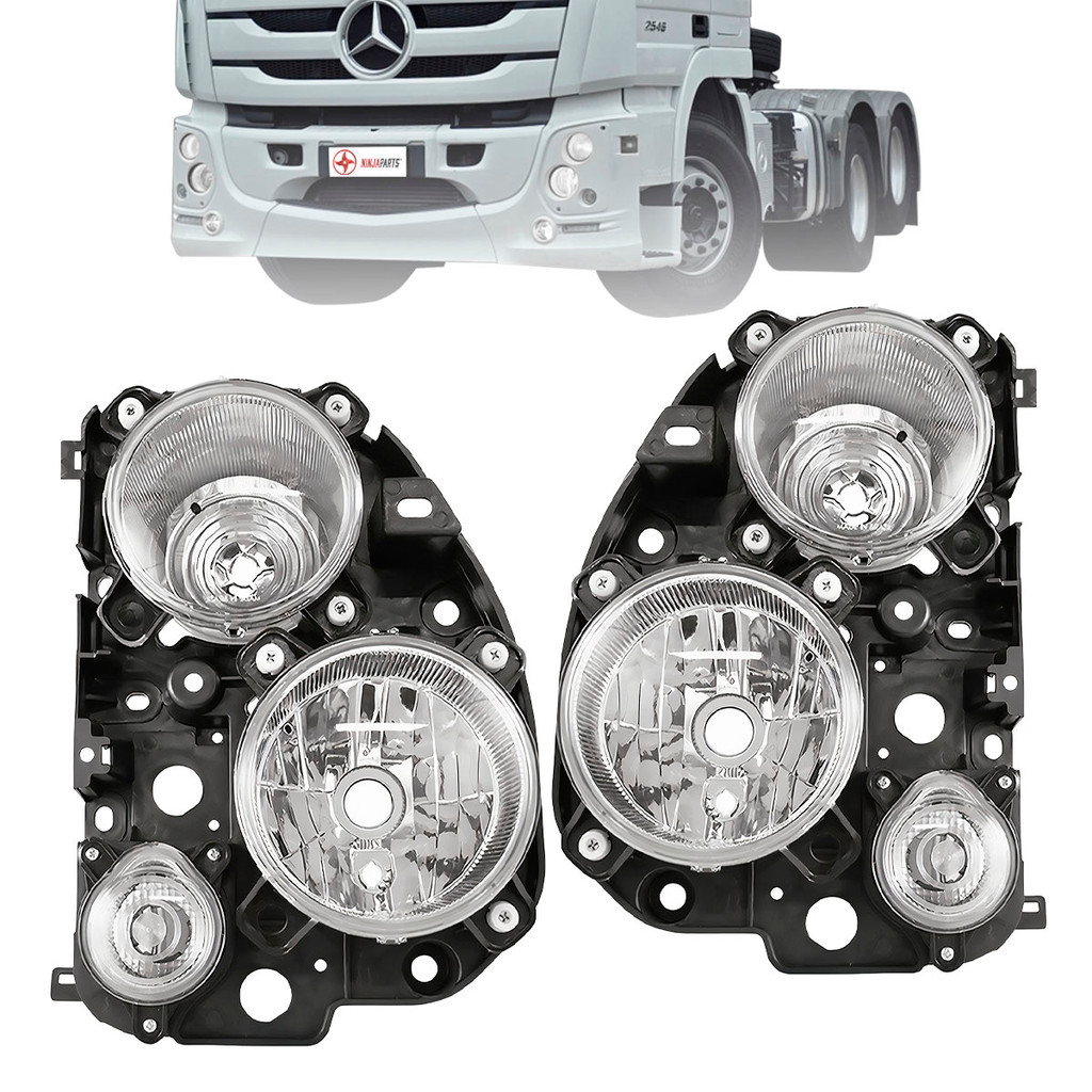 Par Bloco Farol Dianteiro Mercedes Actros 2016 A 2020 Com Direcional 24V Lado Motorista E Passageiro