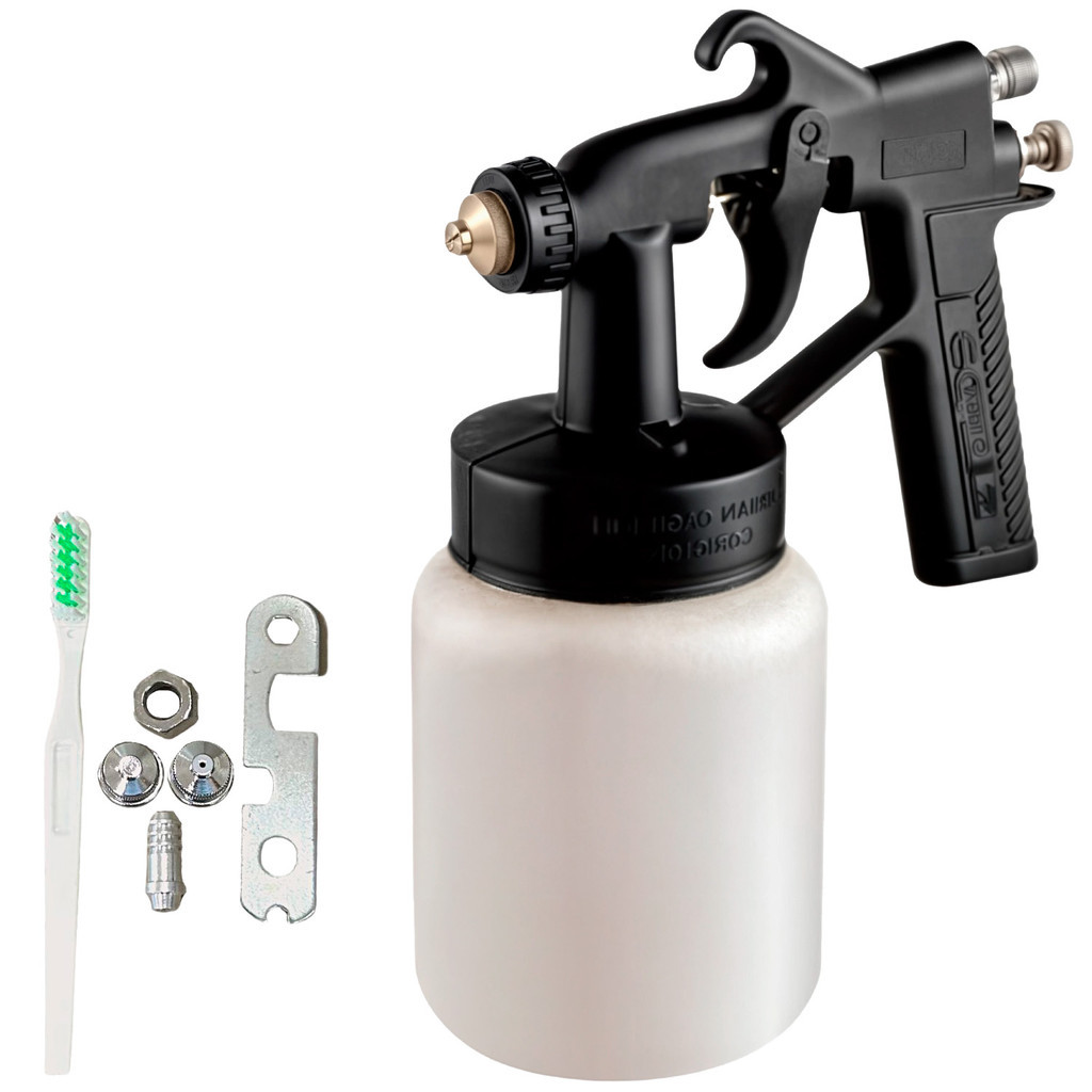Imagem Pistola de Pintura Ar Direto Profissional de pintar com copo 600 ml e 3 bicos 1,3mm Pulverizadora