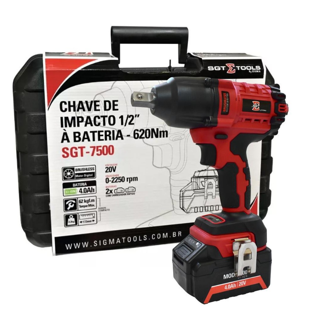 Chave de Impacto SGT7500A c/ 2 Bateria 20V Bruchless