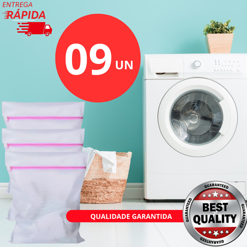 Jogo 9 Sacos para maquina de lavar roupas delicadas peças intimas ideal para organizar roupa na mala