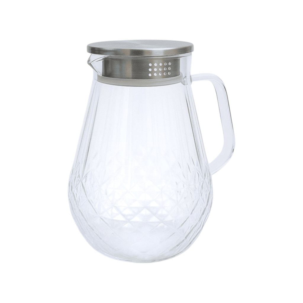 Jarra De Vidro Borossilicato Tampa De Inox 1,8 Litros Safira em Oferta na Shopee