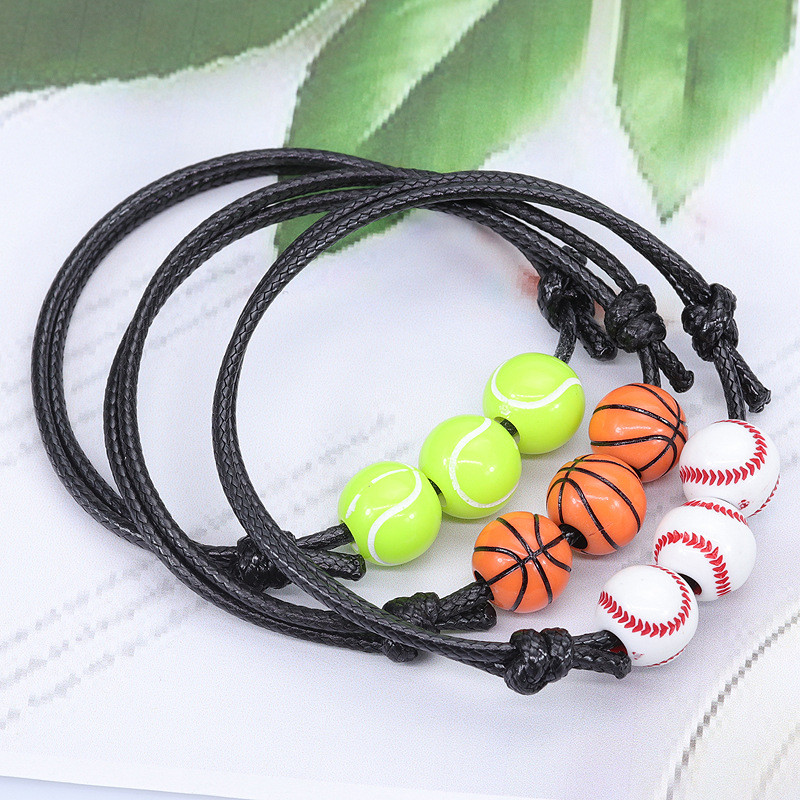 1 basquete beisebol pulseira linha de cera tecido Softball tênis Rugby futebol pulseira esportiva