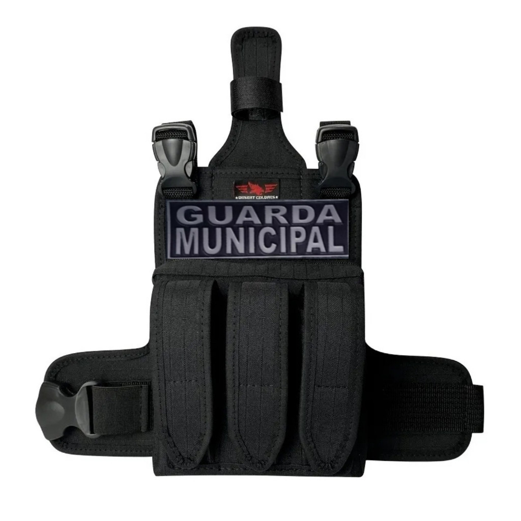 Kit  Guarda Municipal Bornal Tático Perna Porta Faca(Bainha)+ Patch Emborrachado
