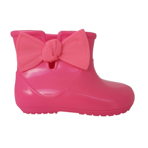 Bota Galocha Infantil Menina Bia e Léo Laço Rosa Barbie Impermeável