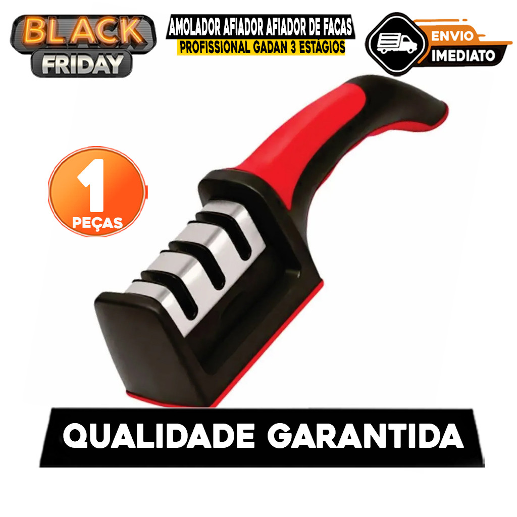 Amolador Afiador De Facas Em Aço Inox Com 3 Afiadores Amolador De Facas Profissional Promoção