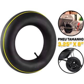 Câmara De Ar Para Pneus Carriola Carrinho De Mão Carretinha Carga 3.25 x 8" Construção Jardinagem Bramix em Oferta na Shopee